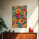 Orange and Red Flower Print, Canvas Print, Wood Frame Art, Large Wall Art, Abstract Botanical or Floral Wall Art, Custom Painting For Living Room