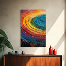 Rainbow Tree Rings, Retro Style Canvas Print, Colorful Rustic Wall Art For Living Room