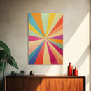 Carmine Pink, Sunglow Yellow, Mint Green and Deep Saffron Mid-Century Modern Abstract Wall Art, Canvas Print, Retro Boho Decor