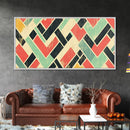 Abstract Mid Century Modern Chevrons, Framed Canvas Print, MCM Style Home Decor