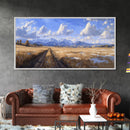 Dirt Roads of Wyoming Framed Canvas Print, Oil Painting Print, Panoramic Extra Wide Large Format Living Room Wall Decor