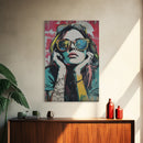 Graffiti Punk Wall Art, Portrait of a Punk Woman Framed Canvas Print