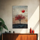 Wabi Sabi Wall Art Framed Canvas Print, Japanese Maple Tree Painting Print, Wabi Sabi Art, Japanese Inspired Wood Block Print Art