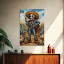 Skeleton Mariachi Chicano Art Canvas Print, Mexicano Wall Art, Tejano Wall Art, Mexicano Style Painting