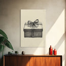 Sketch of A Christmas Gift Canvas Print - Framed Canvas - Minimalist Christmas Art - Boho Christmas Art - Rustic Christmas Art