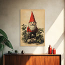 Painting of a Gnome Canvas Print - Framed Canvas - Minimalist Christmas Art - Boho Christmas Art - Rustic Christmas Art