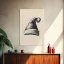 Sketch of Santa's Hat Canvas Print - Framed Canvas - Minimalist Christmas Art - Boho Christmas Art - Rustic Christmas Art