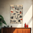 Sketch of a Christmas Village Canvas Print - Framed Canvas - Minimalist Christmas Art - Boho Christmas Art - Rustic Christmas Art