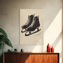 Retro Christmas Ice Skates Canvas Print - Framed Canvas - Minimalist Christmas Art - Boho Christmas Art - Rustic Christmas Art