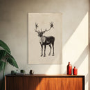 Reindeer Canvas Print - Framed Canvas - Minimalist Christmas Art - Boho Christmas Art - Rustic Christmas Art