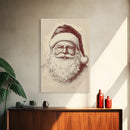 Portrait of Santa Clause Canvas Print - Framed Canvas - Minimalist Christmas Art - Boho Christmas Art - Rustic Christmas Art