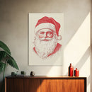 Reto Santa Portrait Canvas Print - Framed Canvas - Minimalist Christmas Art - Boho Christmas Art - Rustic Christmas Art - Santa Painting