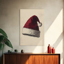 Santa's Hat Canvas Print - Framed Canvas - Minimalist Christmas Art - Boho Christmas Art - Rustic Christmas Art