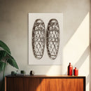 Vintage Snow Shoes Canvas Print - Framed Canvas - Minimalist Christmas Art - Boho Christmas Art - Rustic Christmas Art
