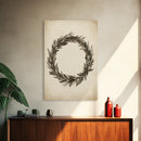 Vintage Wreath Canvas Print - Framed Canvas - Minimalist Christmas Art - Boho Christmas Art - Rustic Christmas Art