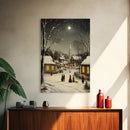 Huge Christmas Tree In The Town Square, Christmas Village Wall Art, Framed Canvas Print, Christmas Canvas Art