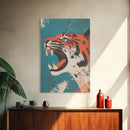 Tiger Roar Wabi Sabi Canvas Print, Wood Framed Wall Art, Japanese Style Art, Japanese Inspired Home Decor, Tiger Painting
