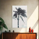 Palm Tree In The Wind, Framed Canvas Print, Wabi Sabi Watercolor Painting of a Palm Tree, Statement Piece Art