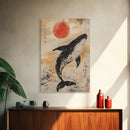 Wabi Sabi Whale Painting Print, Canvas Print, Ready To Hang Wall Art Whale Painting, Nautical Decor, Japanese Style Decor / Wall Art