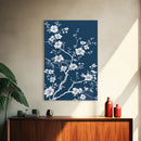 Forest Life Botanical Print - Framed Canvas Print - Chinoiserie Wall Art, Chinoiserie Painting, Blue Wall Art Ready To Hang