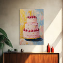 Large Original Birthday Cake Oil Painting Canvas Print, Abstract Wedding Cake, Wedding Decoration, Dessert Art, Kitchen Decor, Kitchen Art