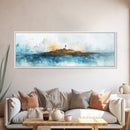 Horizontal Painting Print of Nantucket, Framed Canvas, Nautical Wall Art, Seascape landscape painting, Panoramic Nantucket Wall Art