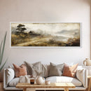 Retro Landscape Print - Landscape Painting - Wabi Sabi Panoramic Wall Art - Minimalist Home Decor - Ancient Japan Landscape Painting