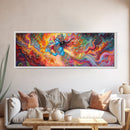 Radha Krishna Wall Art Framed Canvas Print, Modern Art Painting of Radha Krishna, Hindu Art, Radha Krishna Painting, Panoramic Art
