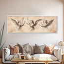 Painting of 3 Angels Canvas Print, Guardian Angels Wall Art, Angel Sketch, Angel Painting, Angelic Home Decor, Extra Wide Wall Art