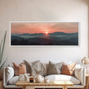 Smoky Mountains Art, Framed Canvas Print, Smoky Mountain Art Panoramic Painting Print, Great Smoky Art, Great Smoky Mountains
