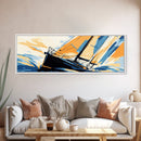 Pop Art Sailboat Painting Print - Vibrant Colorful Seascape Art - Nautical Landscape - Panoramic Ultra Wide Wall Art - Sail Boat Art
