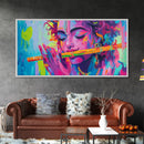 Radha Krishna Painting Print, Hindu Wall Art, Framed Canvas Print, Hinduism Wall Art, Krishna Wall Art, Krishna Playing A Flute
