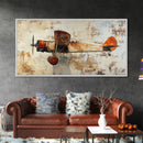 Retro 1920s Airplane In Flight Framed Canvas Print, Airplane Painting, Biplane Painting, Office Decor, Office Wall Art