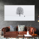 Solitude - Framed Canvas Print - Ready To Hang Wall Art - Winter Decor - Lone Tree In A Snow Covered Valley - Winter Landscape Painting