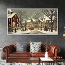 1950s Christmas Village Oil Painting on Canvas Print, Christmas home Decor, Christmas Painting, Christmas Wall Art