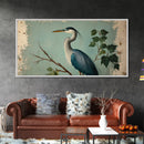 Funky Painting Print of a Blue Heron, Framed Canvas Print, Ready To Hang Wall Art, Great Blue Heron, Extra Large Bird Picture Painting