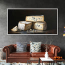 Still Life of Bleu Cheese - Frame Canvas Print - Kitsch Home Decor - Eclectic Kitchen Wall Art - Funny Kitchen Art - Cheese Painting - Cheese Art
