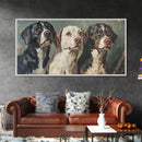 Cute Hunting Dogs Framed Canvas Print, Hunting Dogs Oil Painting, Modern Farmhouse, Traditional Home Decor, Rustic Wall Art, Dog Lover Gift