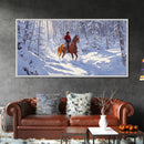The Winter Cowboy Framed Canvas Print - Cowboy Rides His Horse Through The Snow - Cabin Decor - Outdoorsman Gift Idea - Cowboy Gift