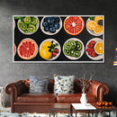 Fruit Basket Painting Canvas Print, Modern Fswmrhouse Kitchen Wall Art, Vintage Fruit Art For Dining Room Framed and Ready To Hang