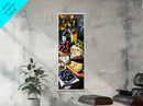 Framed Canvas Print Cheese and Wine Scene Painting Kitchen Wall Art Farmhouse Decor Rustic Art Culinary Print
