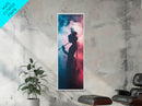 Radha Krishna Painting Print, Framed Canvas Print, Krishna Wall Art, Tall Vertical Art, Skinny Art, Indial Art, Krishna Painting