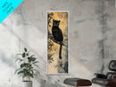Framed Canvas Print of Black Panther on Tree Branch, Fall Animal Art, Boho Decor, Rustic Nature Art, Tall Skinny Wall Art, Living Room Piece
