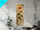 Golden Background Rose Art Canvas Print, Elegant Rose with Dark Leaves, Chinoiserie Style Wall Art, Framed Canvas Print, Gift Idea Her