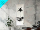 Canvas Print Black and White Palm Tree Painting Minimalist Tropical Wall Art, Wabi Sabi Art, Above Couch Decor, Tall Skinny Art Print