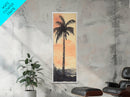 Framed Canvas Print Moody Palm Tree Painting Sunset Coastal Wall Art, Rustic Decor, Tropical Living Room Above Sofa Art, Bedroom Art Print
