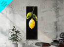 Minimalist Lemon Art Botanical Print on Black Canvas, Framed Option Available, Living Room Decor, Citrus Art, Modern Kitchen Wall Art