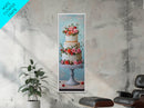 Wedding Decor Painting Print of a Wedding Cake - Framed Canvas Print - Wedding Decorations - Wedding Art - Tall Skinny Wall Art - Narrow Art