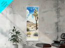 Retro Joshua Tree Wall Art Framed Canvas Print - Unique California Themed Wall Art - Skinny Tall Art - Narrow Art - Accent Piece Wall Art