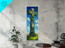 Oil Painting Print of a Celtic Cross, Irish Wall Art, Tall Narrow Art, Skinny Art, Wall Art For Small Spaces, Small Art, Ireland Art, Celtic Cross Art
